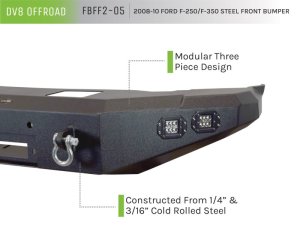 Ford F-250 Bumper - Front - DV8 Offroad - Steel Construction, 2 Stage Powder Coat Finish - Textured Black - `08-`10